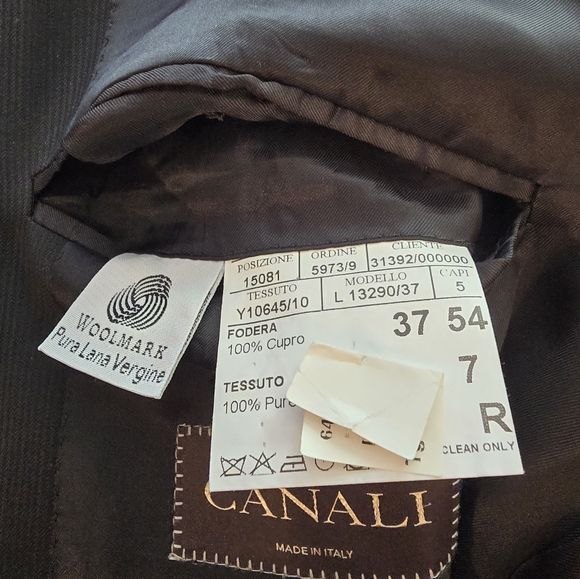 CANALI MEN'S SUIT JACKET BLACK CHEST SIZE 46 MADE IN ITALY 🇮🇹 - Picture 9 of 12